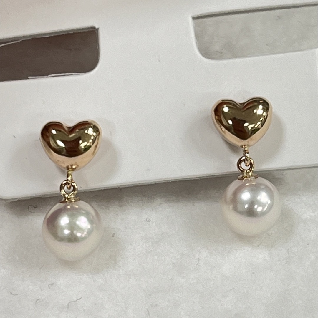 アコヤ真珠ピアス パールピアス 18KPG 地金ハート 真珠5.5mmの通販 by