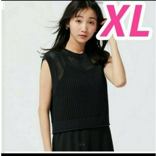 ジーユー(GU)のXL　ブラック　メッシュセーター　新品未使用(カットソー(半袖/袖なし))