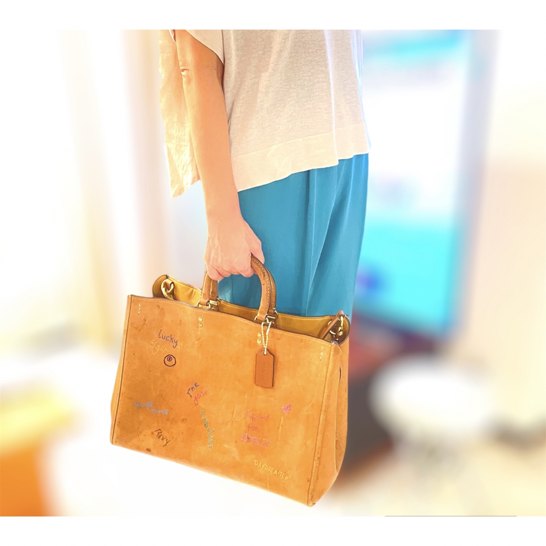 COACH - COACHコーチ 落書き風 刺繍入2WAYトートバッグ ショルダー