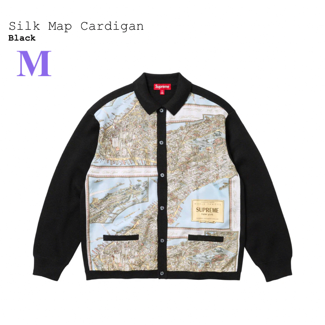 Supreme Silk Map Cardigan Black M