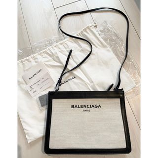 バレンシアガ(Balenciaga)のバレンシアガ ネイビーポシェット　ショルダーバッグ キャンバス レザー 黒(ショルダーバッグ)