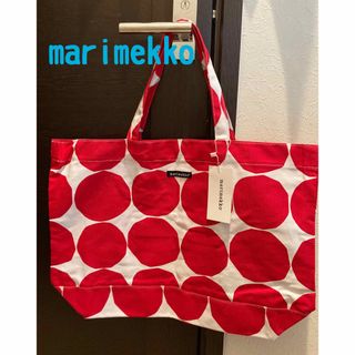 マリメッコ(marimekko)の新品　marimekko マリメッコ　トート　ドット　レッド　水玉　Lサイズ　赤(トートバッグ)