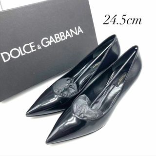 ドルチェアンドガッバーナ(DOLCE&GABBANA)の✨極美品✨ ドルガバ 24.5cm レザー ブラック ポインテッドトゥ(ハイヒール/パンプス)