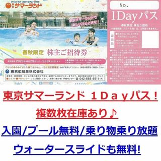 _nodam様用４枚分★東京サマーランド 1Dayパス★株主ご招待券(プール)