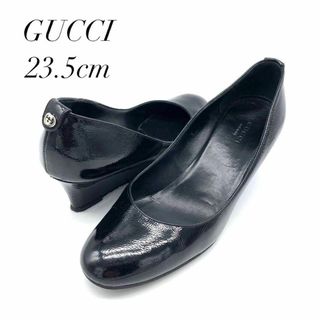 グッチ(Gucci)の✨️美品✨️ グッチ 23.5cm レザー 黒 ウエッジソール(ハイヒール/パンプス)