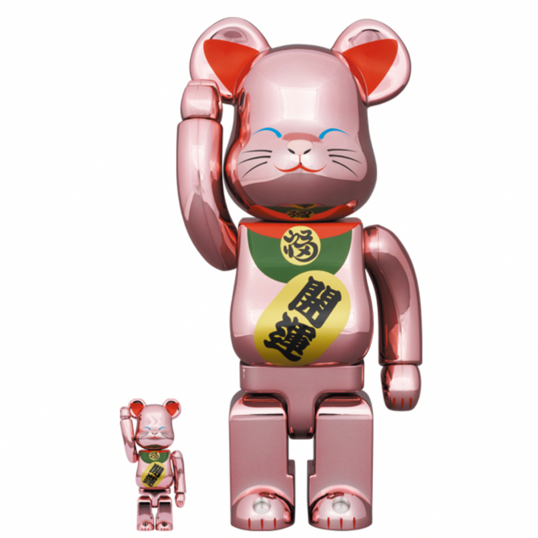 エンタメ/ホビーBE@RBRICK 招き猫 開運 桃金メッキ 100％ & 400％