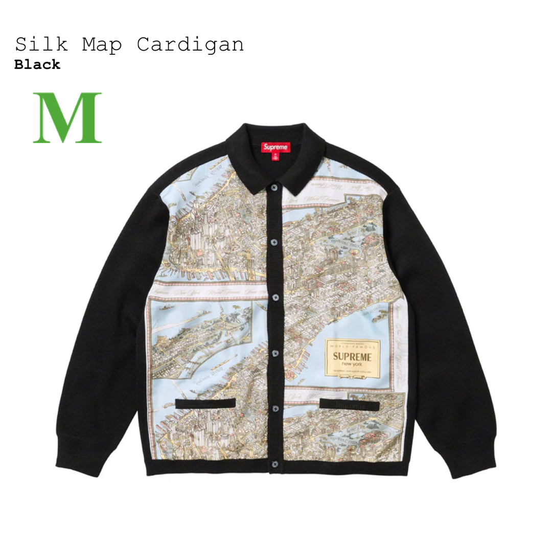 Supreme Silk Map Cardigan Black M