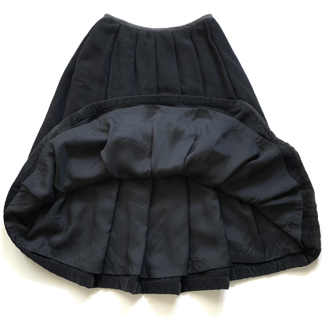 COMME des GARCONS 異素材切り替え プリーツスカート ブラック www