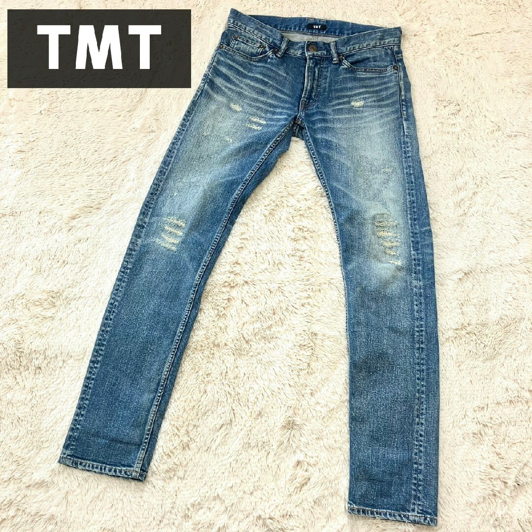 ★TMT★ティーエムティー ストレッチダメージジーンズ 革パッチ キムタク M