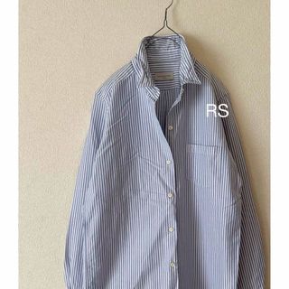 Deuxieme Classe Blue×Whiteストライプコットンshirt