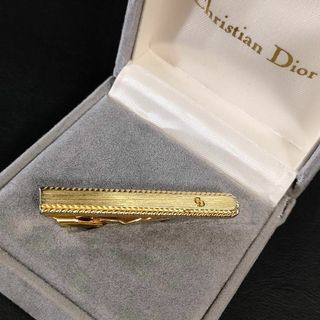 クリスチャンディオール(Christian Dior)の【極美品】Dior　ディオール　ネクタイピン　CDロゴ　ストライプ　ゴールド(ネクタイピン)