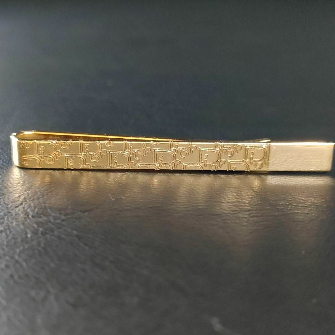【美品】Dior ディオール ネクタイピン Diorロゴ 総柄 ゴールド