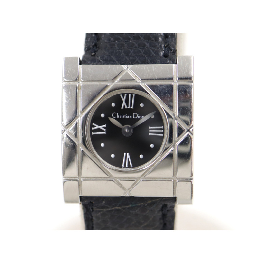 Christian Dior(クリスチャンディオール)の【Dior】クリスチャンディオール クールカレ SS×レザー 黒文字盤 D82-100/md10750ar レディースのファッション小物(腕時計)の商品写真