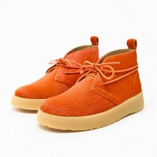 ZARA - CLARKS® X ZARA レザー ショートブーツ 38サイズ オレンジ色の