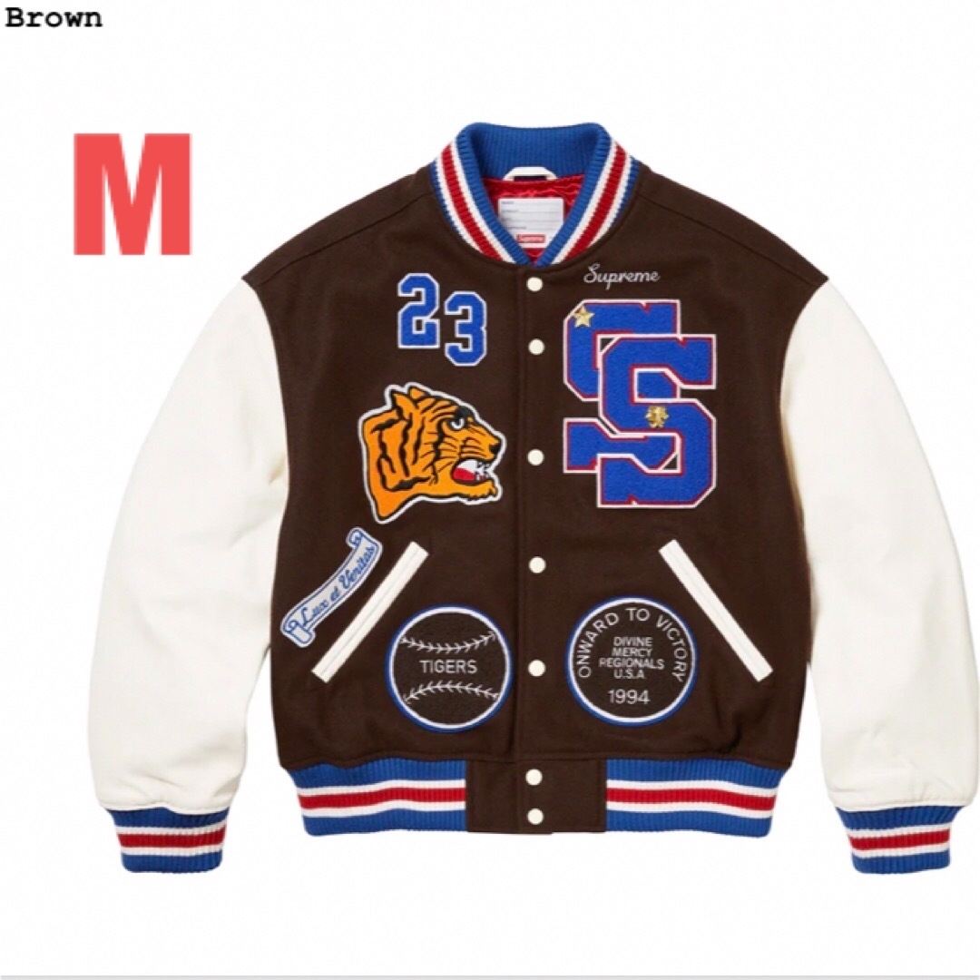 Supreme(シュプリーム)のSupreme Tiger Varsity Jacket Brown M メンズのジャケット/アウター(スタジャン)の商品写真