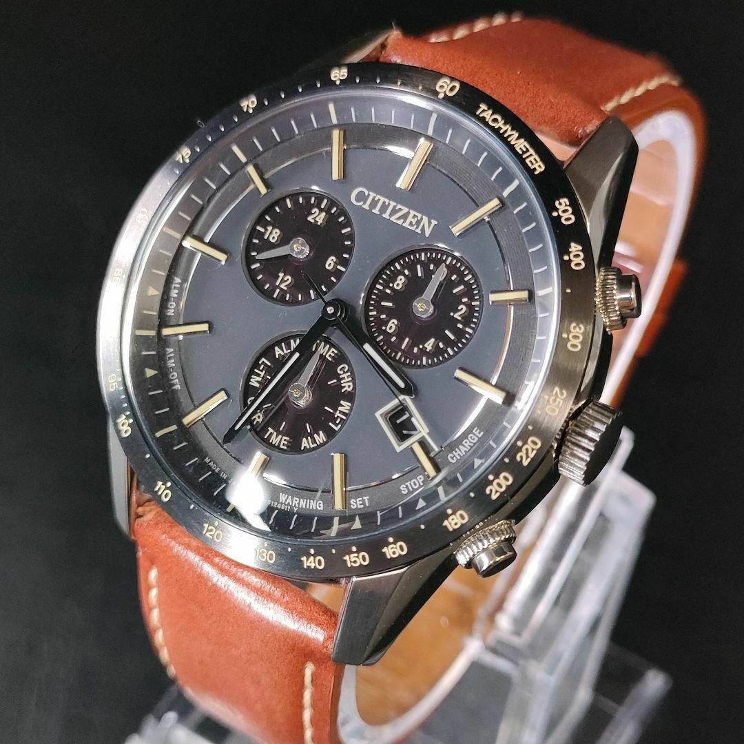 極美品【稼働品】CITIZEN シチズン ブラック シルバー 電波ソーラー-