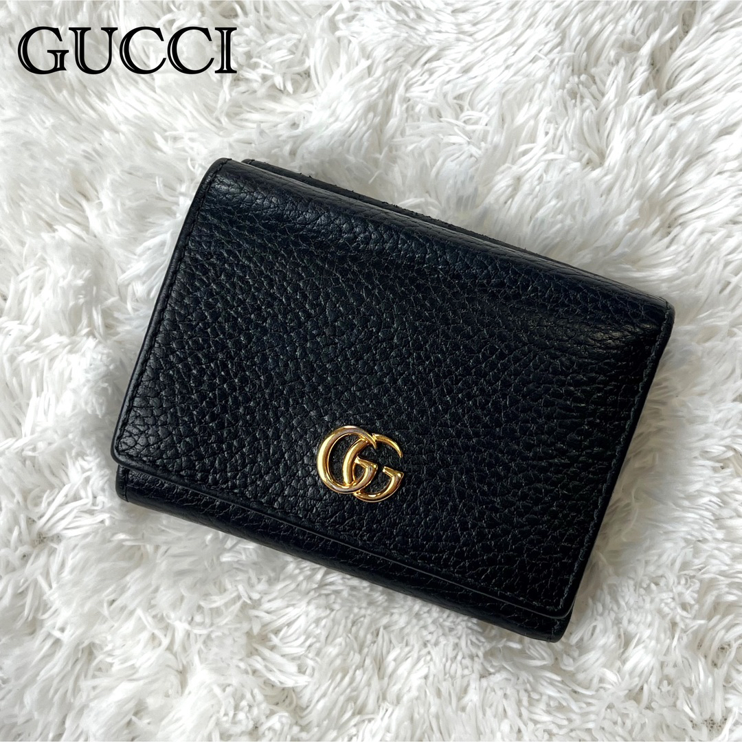 GUCCI】GGマーモント レザーウォレット グッチ 三つ折り財布-