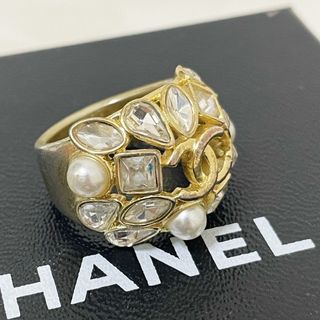 CHANEL - CHANEL シャネル リング メタル ココマーク ラインストーン