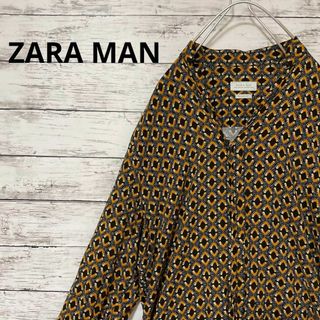 ザラ(ZARA)のZARA MAN 総柄ノーカラーシャツ 個性派 お洒落 激レア 人気 レーヨン(シャツ)