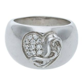 クロムハーツ(Chrome Hearts)のクロムハーツ  18K HEART IN BAND P/D/ハートインバンド PAVEダイヤ/ホワイトゴールドリング メンズ 8.5号(リング(指輪))