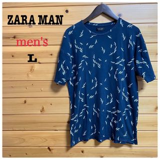 ザラ(ZARA)のZARA MAN Tシャツ 総柄 ネイビー L(Tシャツ/カットソー(半袖/袖なし))