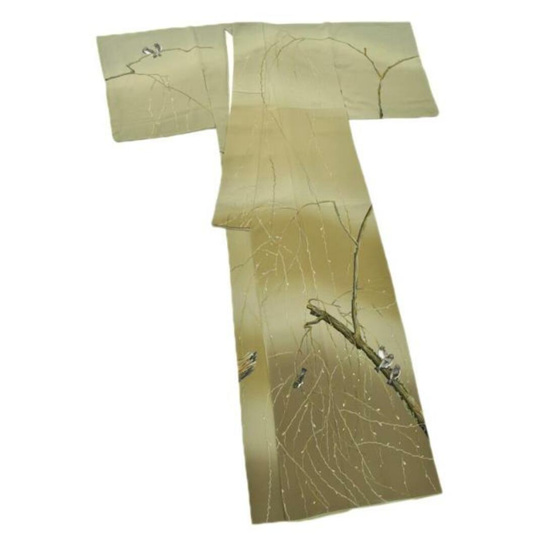 着物だいやす SALE178■訪問着■手描き 枝垂れ桜に雀 作家落款入 特選 身長サイズ:L【正絹】【仕立て上がり着物】