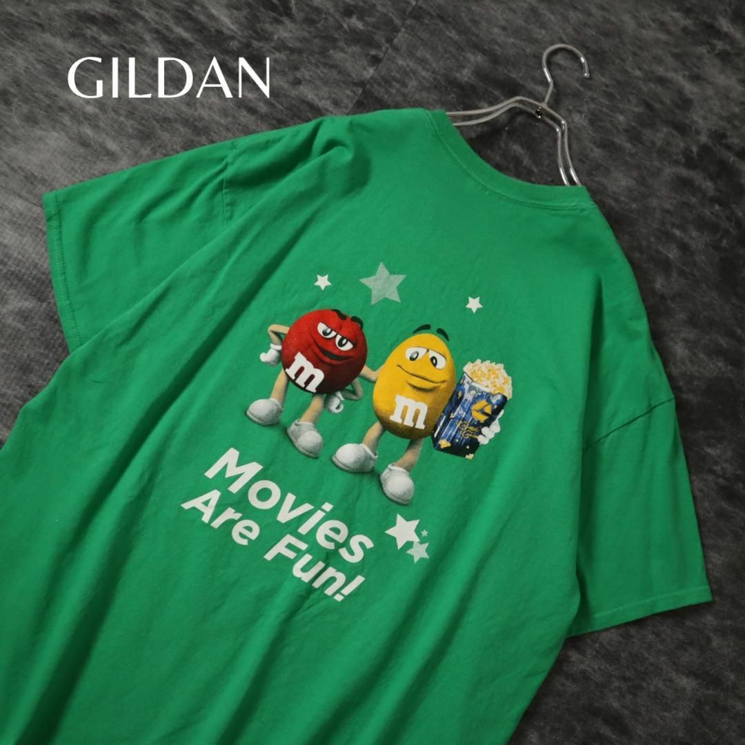 【GILDAN】M&M's キャラクター プリント ルーズ Tシャツ 緑 XL