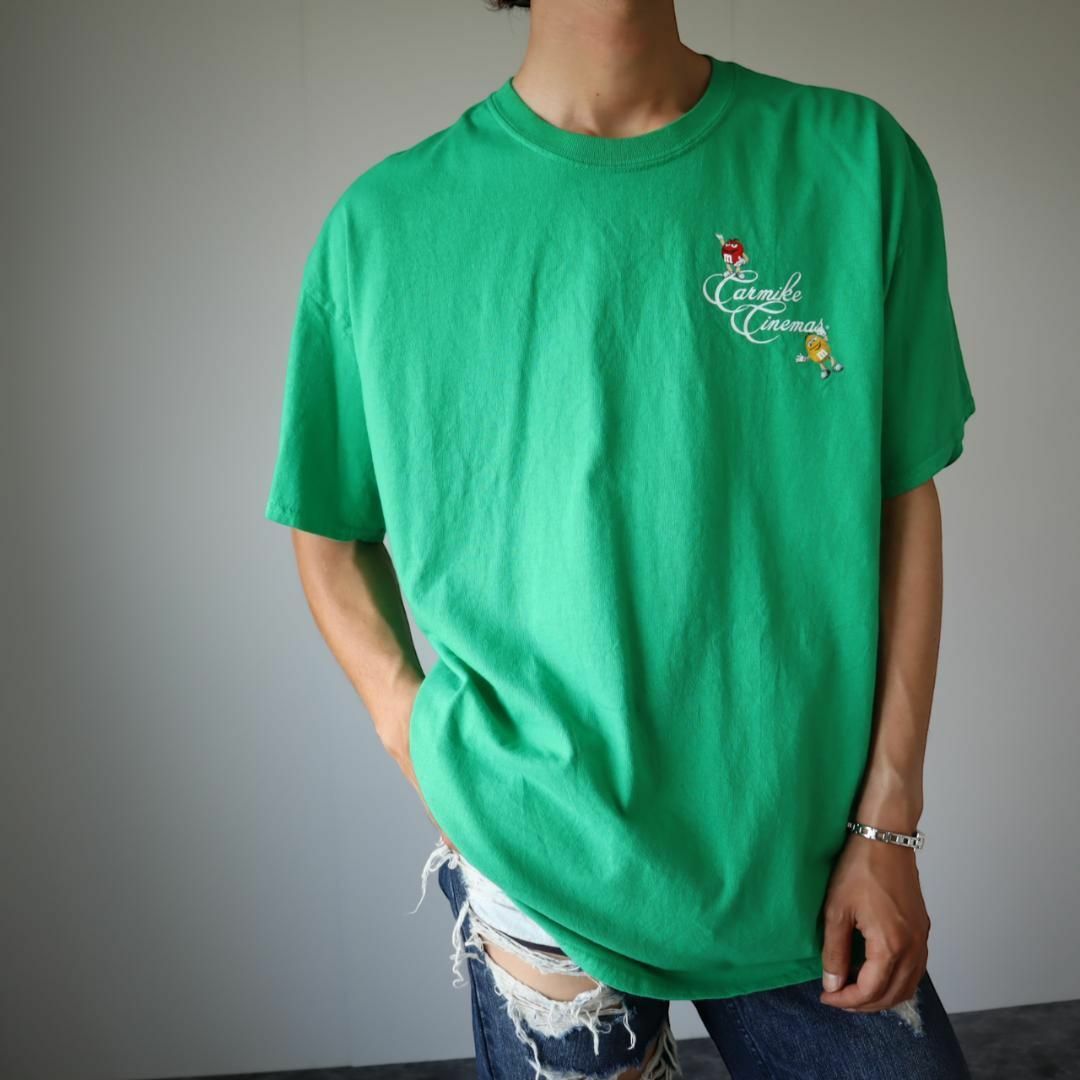 【GILDAN】M&M's キャラクター プリント ルーズ Tシャツ 緑 XL