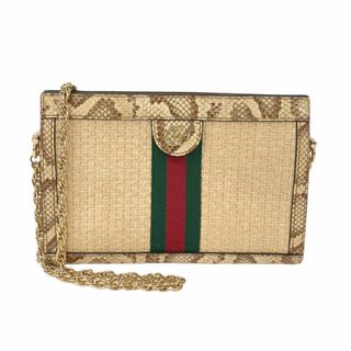 グッチ(Gucci)の　グッチ GUCCI オフィディア チェーンショルダーバッグ 503877 ベージュ×マルチカラー ラフィア/パイソン レディース ショルダーバッグ(ショルダーバッグ)