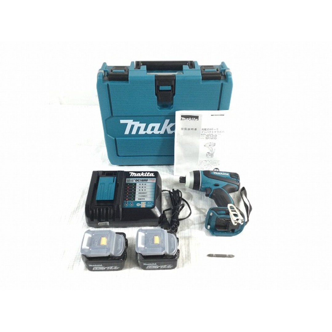 ☆未使用品☆makita マキタ 14.4V 充電式4モードインパクトドライバー TP131DRGX 青/ブルー バッテリー2個(6.0Ah) 充電器  ケース 76954