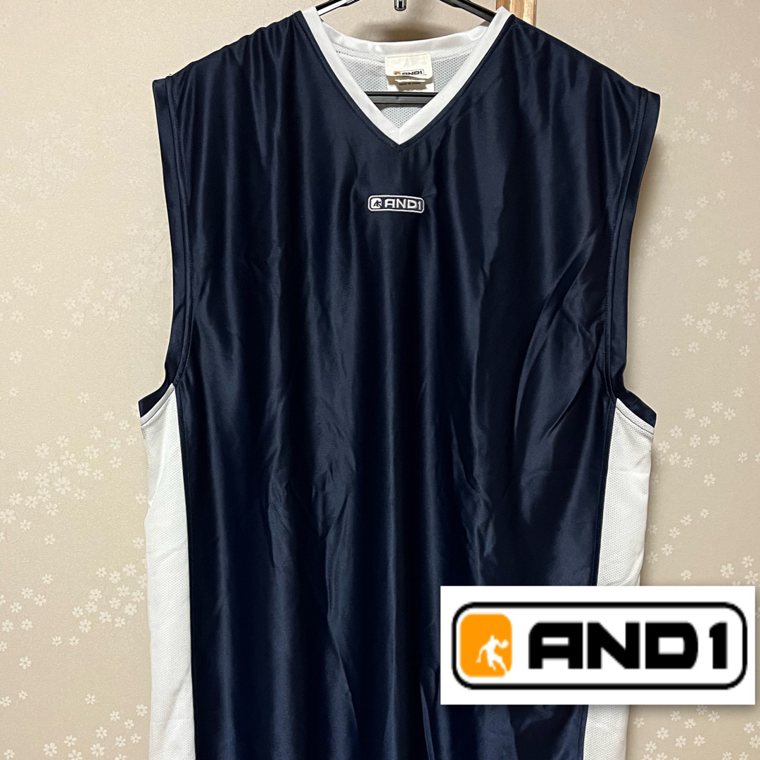 And1(アンドワン)のAND1 アンドワン リバーシブル ビブス タンク シャツ 紺×白 2XL 美品 スポーツ/アウトドアのスポーツ/アウトドア その他(バスケットボール)の商品写真