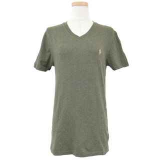 ポロラルフローレン(POLO RALPH LAUREN)のPOLO Ralph Lauren ポロ ラルフローレン カットソー Tシャツ プルオーバー カーキ XS Vネック 半袖 ポニー 刺繍 ワンポイント カスタムフィット コットン 綿 大人 きれいめ カジュアル シンプル ブランド【レディース】【中古】(Tシャツ(半袖/袖なし))