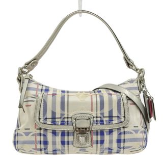 コーチ(COACH)のコーチ COACH シグネチャー チェック 2WAY ショルダーバッグ ホワイト×ブルー シルバー金具 21621 Y01953(ショルダーバッグ)