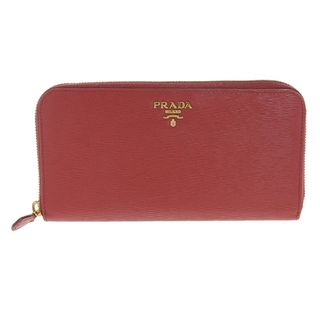 プラダ(PRADA)のプラダ PRADA ヴィッテロ レザー ラウンドファスナー 長財布 レディース レッド ゴールド金具 Y02013(財布)