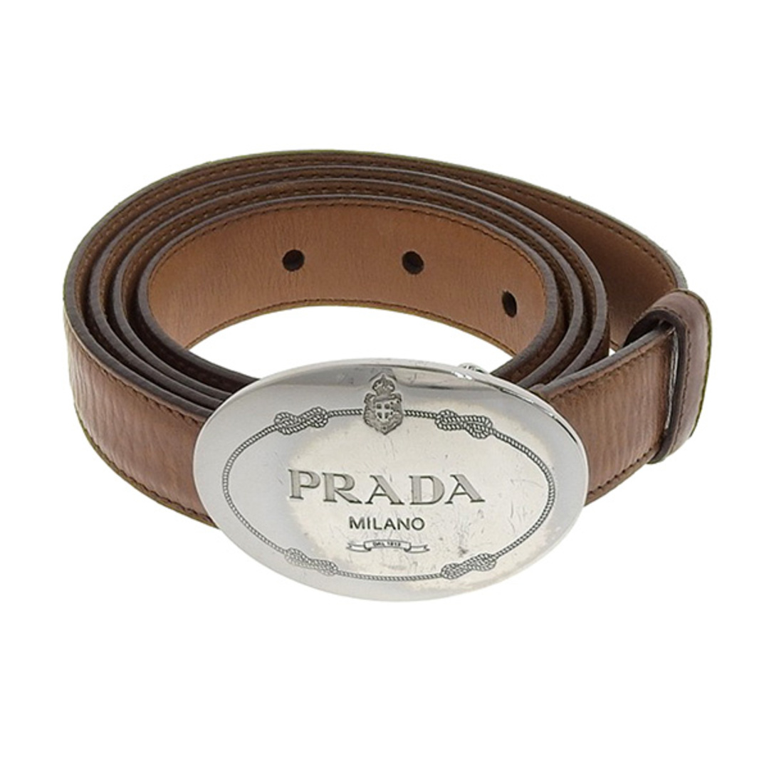 PRADA - プラダ PRADA オーバルプレートバックル ベルト シルバー