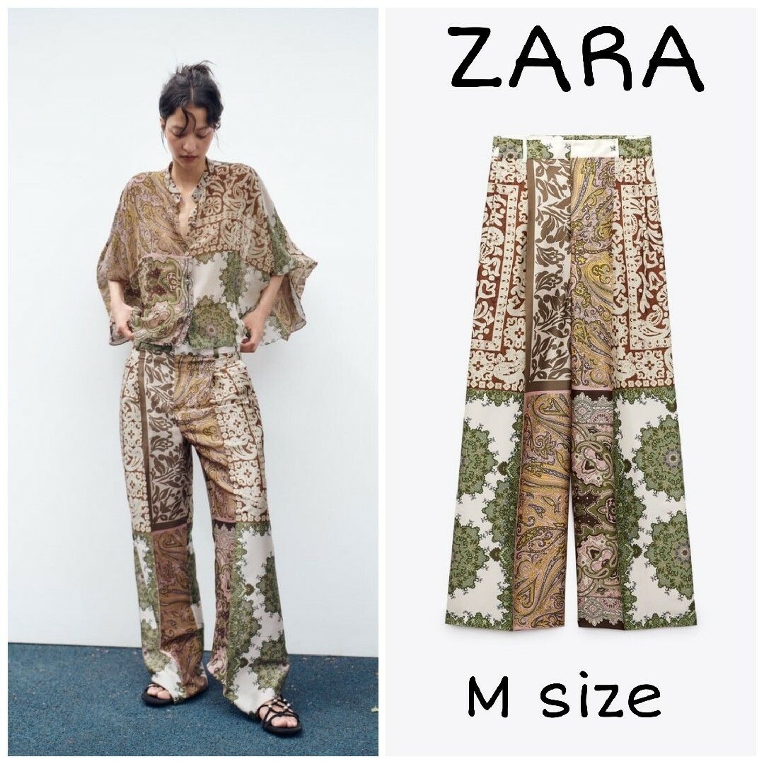 ZARA(ザラ)のZARA　パッチワーク パンツ　Mサイズ レディースのパンツ(カジュアルパンツ)の商品写真