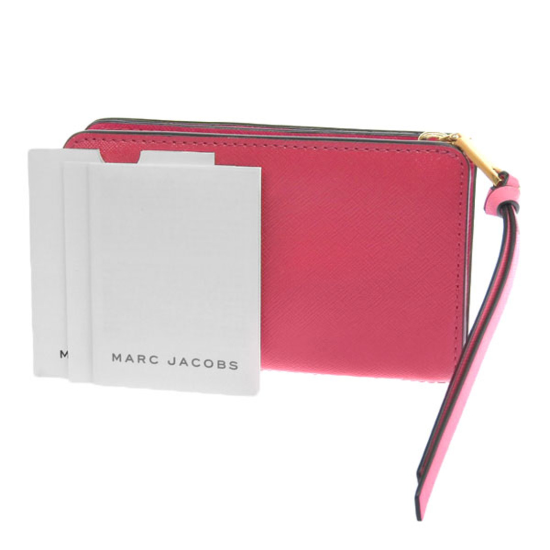 美品 マークジェイコブス MARC JACOBS スナップショット レザー 二つ折り財布 レディース ピンク Y02136