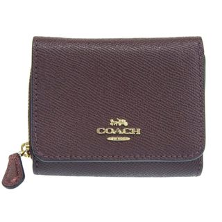 コーチ(COACH)の美品 コーチ COACH レザー 三つ折り コンパクトウォレット パープル Y02144(その他)