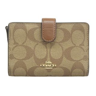 コーチ(COACH)のコーチ COACH シグネチャー 二つ折り財布 レディース ベージュ×ブラウン Y02145(財布)