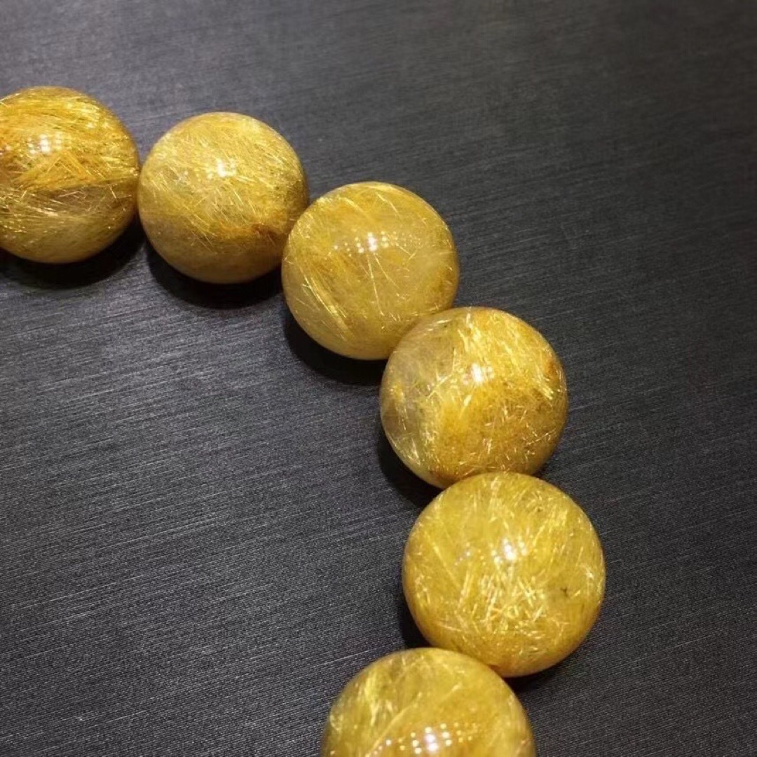 ⭐︎【天然】ゴールド ルチル クオーツ ブレスレット 15mm - アクセサリー ⭐︎【天然】ゴールド ルチル クオーツ ブレスレット 15mm - アクセサリー