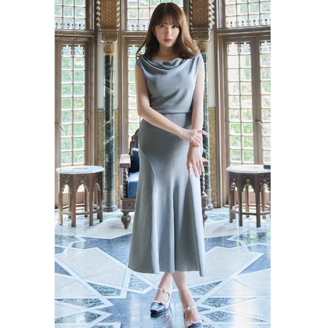 Drape Neck Long Knit Dress | フリマアプリ ラクマ