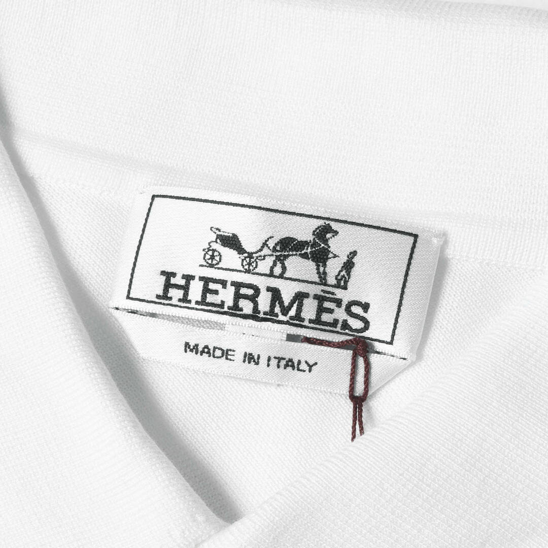 HERMES エルメス ポロシャツ サイズ:XL 23SS H刺繍 ポケット コットンピケ 半袖 ポロシャツ ホワイト 白 イタリア製 ブランド トップス カジュアルシャツ 【メンズ】