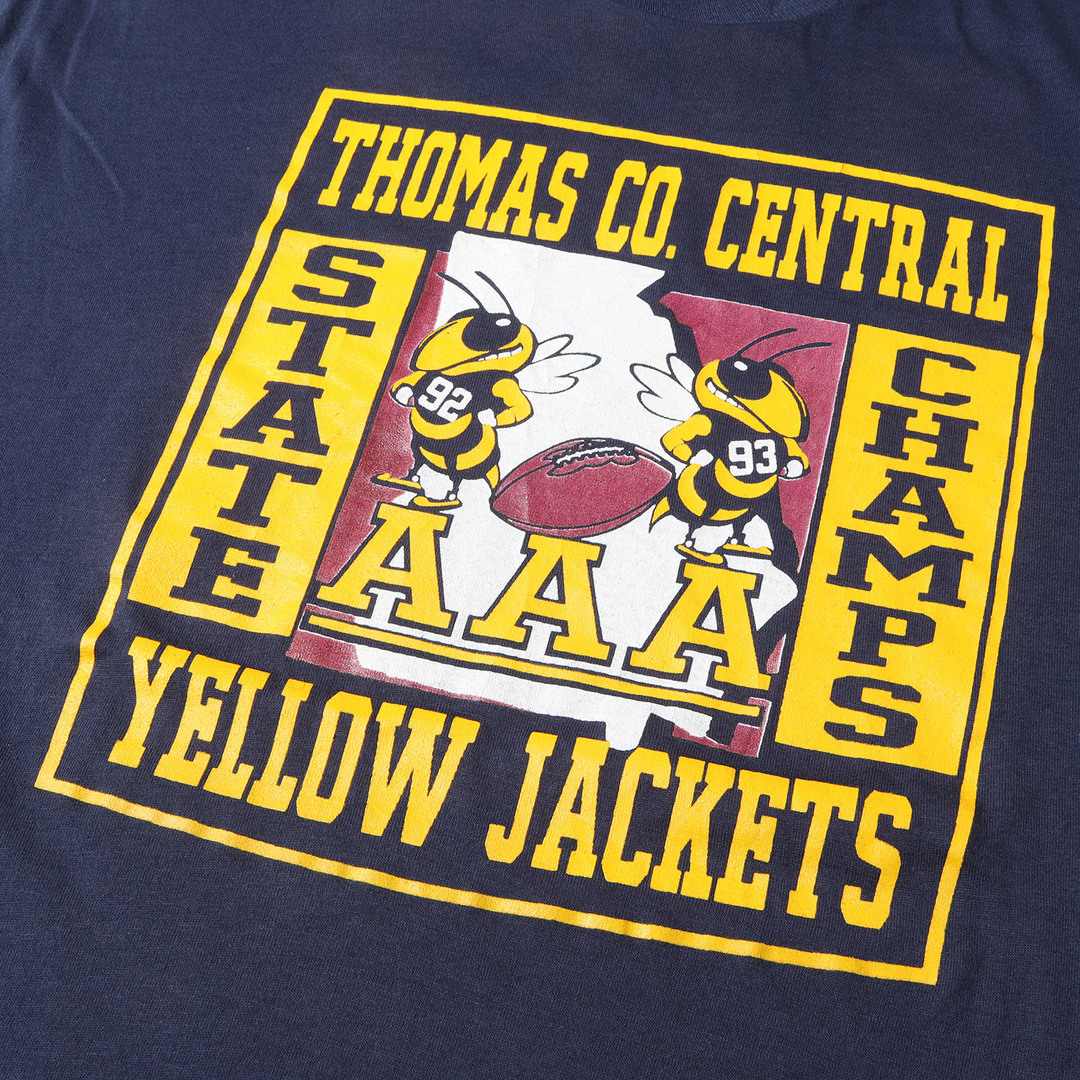 90s THOMAS CO. CENTRAL YELLOW JACKETS チャンピオン クルーネック 半袖 Tシャツ 90年代 USA製 SCREEN STARS スクリーンスターズ ネイビー XXL 90s - 00s ヴィンテージ Vintage / Used トップス カットソー アメカジ  【メンズ】 3