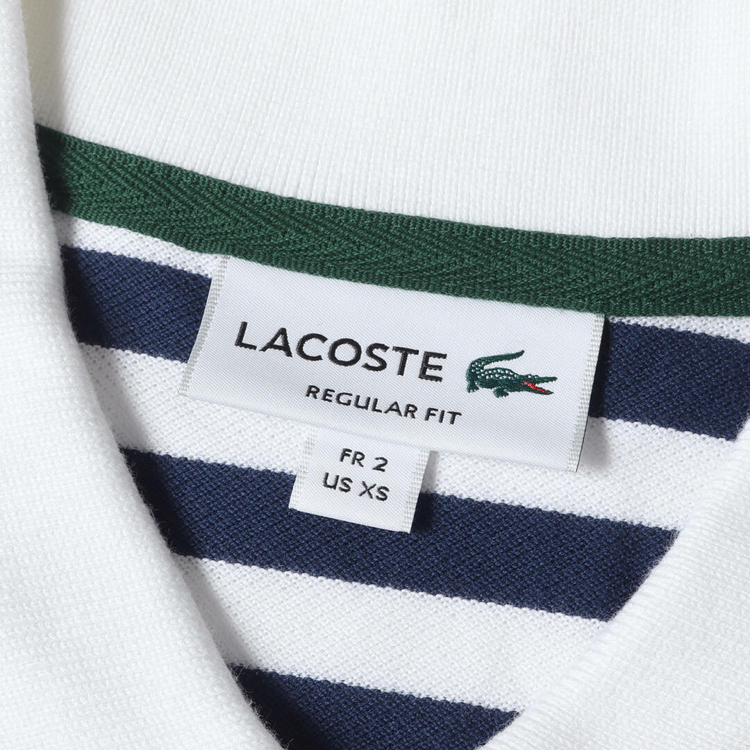 LACOSTE ラコステ ポロシャツ サイズ:XS ワニ ワッペン 刺繍 鹿の子 半袖 ポロシャツ PH9763 カノコ LACOSTE CLUB  ラコステ クラブ ネイビー ホワイト 紺白 トップス カジュアル ブランド 【メンズ】【中古】