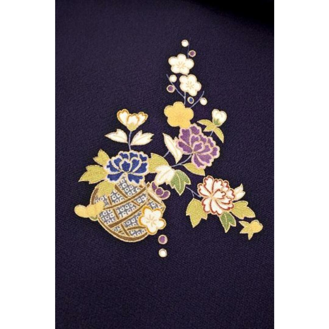 着物だいやす 362■小紋■浜ちりめん 花筏文 花籠 飛び柄 身長サイズ:L ガード加工【正絹】【仕立て上がり着物】