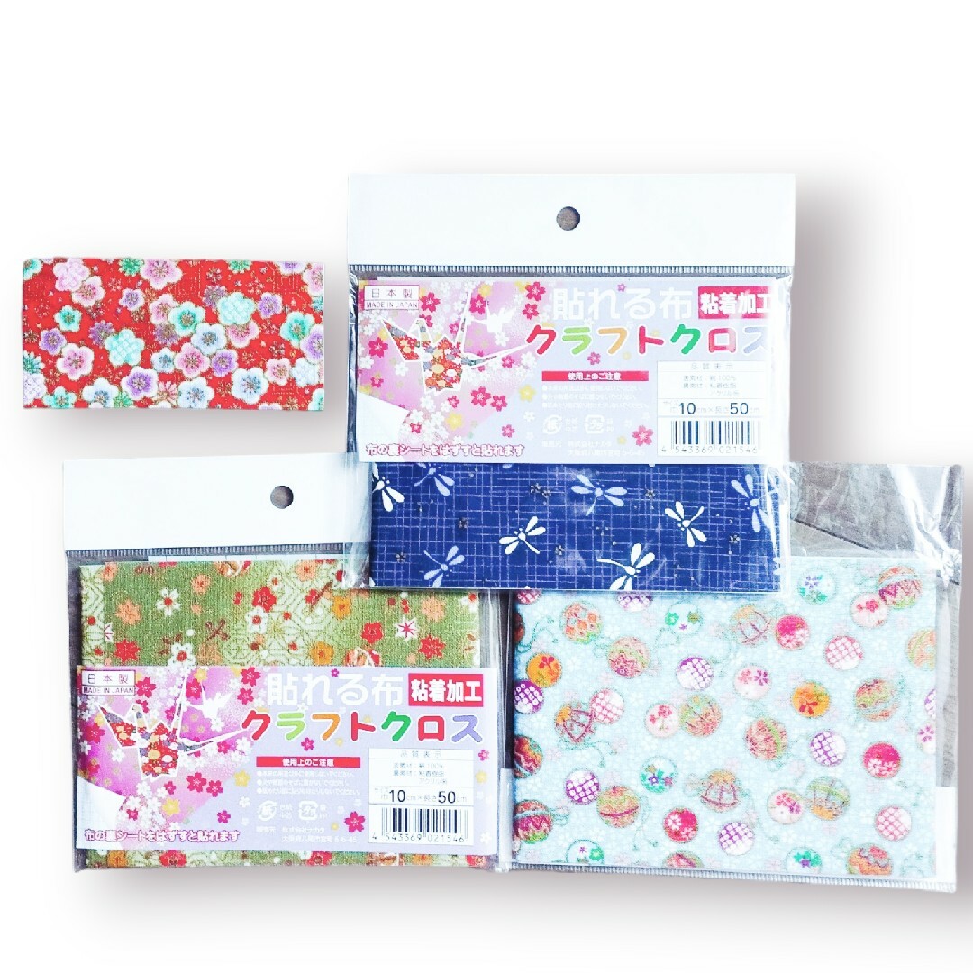 ダイソー ちりめん風貼れる布 DAISO 和柄 素材 生地 和風デコシール ハンドメイドの素材/材料(その他)の商品写真