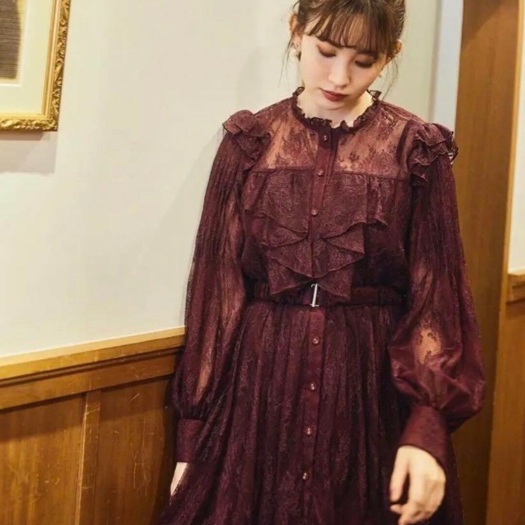Winter Lace Belted Long Dress | フリマアプリ ラクマ