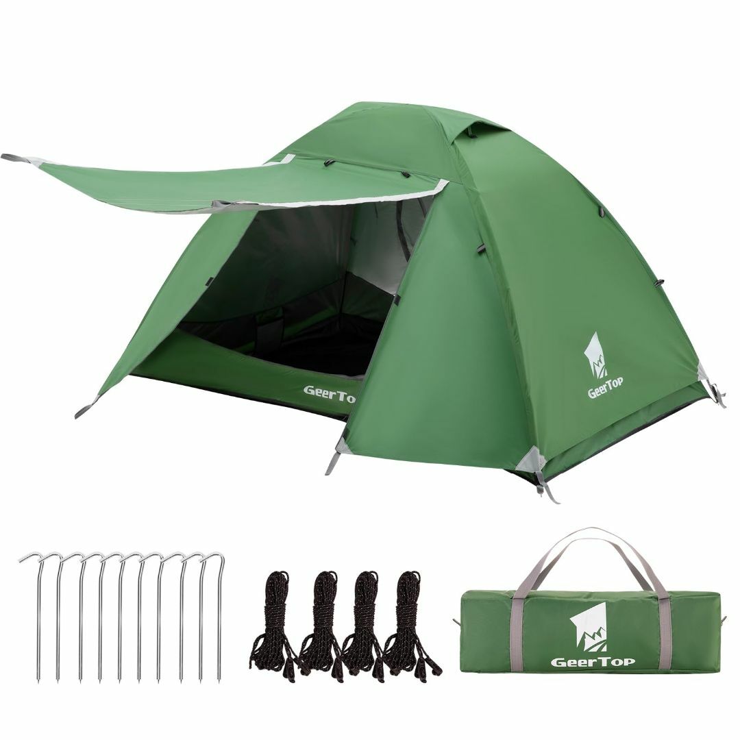 Geer Top テント 2人用 前室あり 軽量 コンパクト UVカット 防水 | www ... 【大特価】テント 2人用 軽量 防雨防風 キャンプ 登山 BBQ コンパクト収納