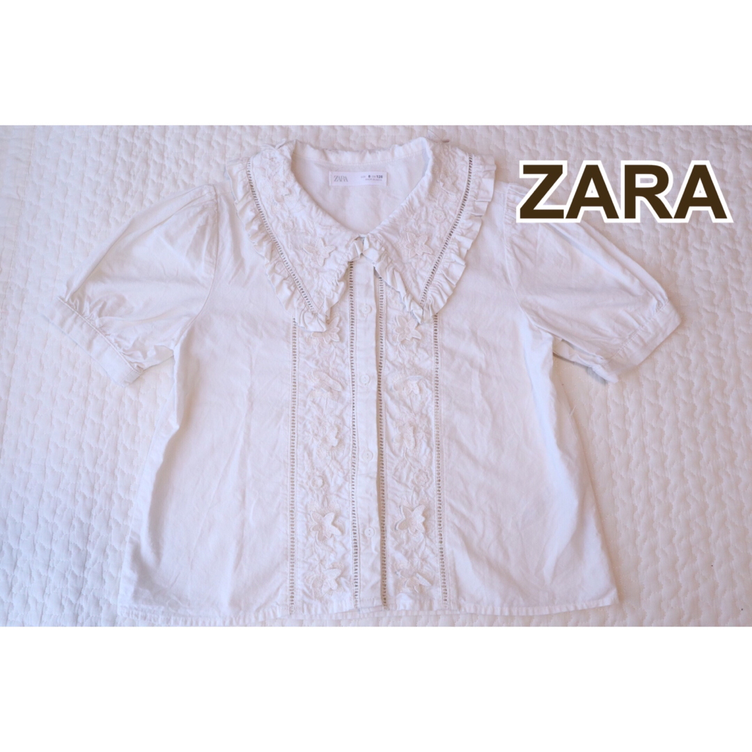 ZARA KIDS(ザラキッズ)のzara ザラ キッズ　半袖　ブラウス　シャツ　8y 128cm セーラー キッズ/ベビー/マタニティのキッズ服女の子用(90cm~)(ブラウス)の商品写真