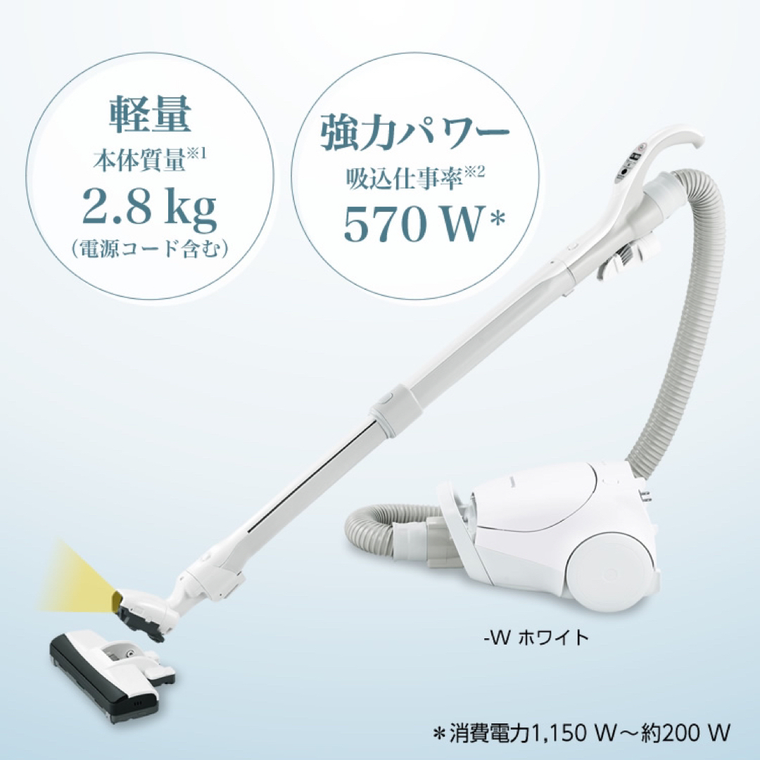 パナソニック 紙パック式掃除機 MC-PJ220G-Wコード式2in1タイプ